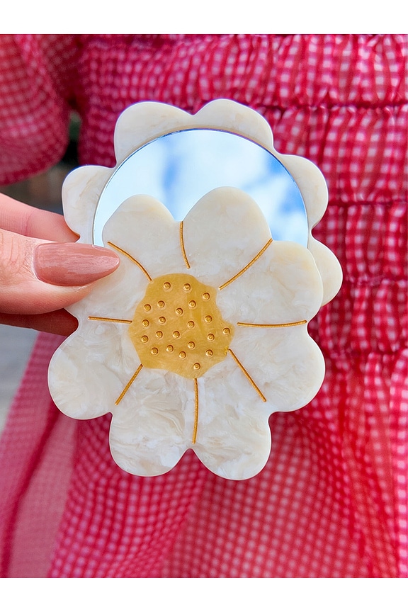 view 2 of 3 Hand-painted Vintage Daisy Compact Mirror in 