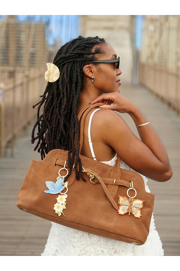 view 2 of 2 Hand-painted Vintage Daisy Stem Bag Charm & Keychain in 