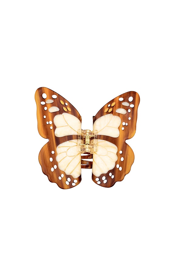 view 1 of 5 Hand-painted Boho Monarch Claw Hair Clip in Brown