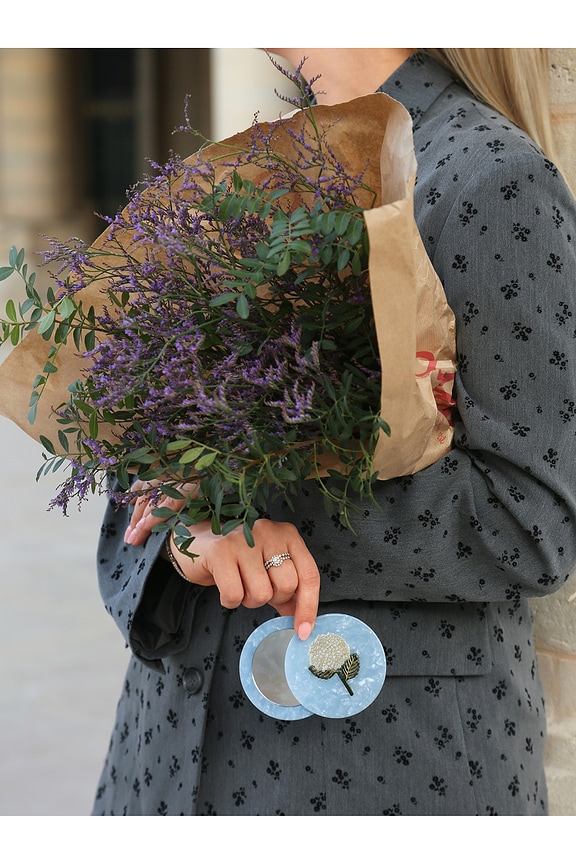 view 2 of 3 Hand-painted Hydrangea Compact Mirror in 