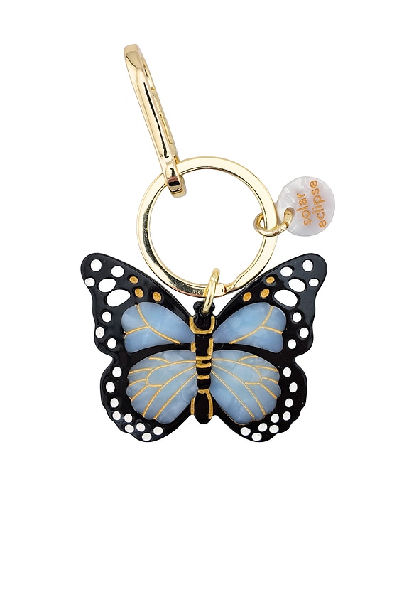 view 1 of 3 Hand-painted Monarch Bag Charm & Keychain in Baby Blue