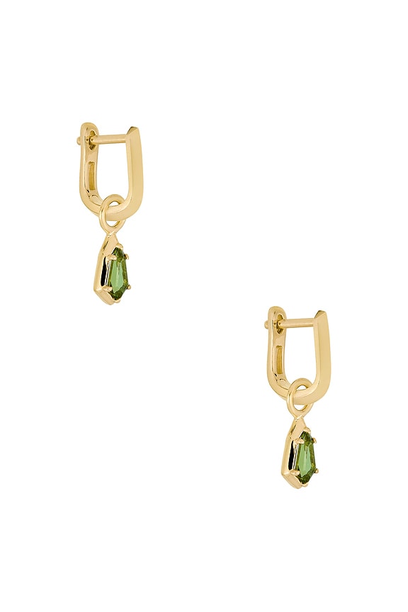 view 1 of 3 PENDIENTES KNIFE EDGE in 14k Yellow Gold & Green Tourmaline