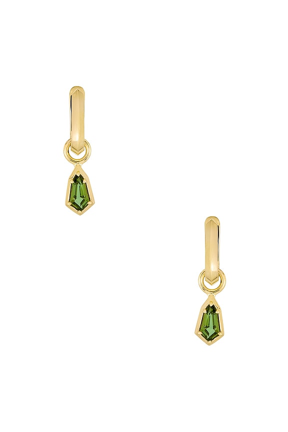 view 2 of 3 PENDIENTES KNIFE EDGE in 14k Yellow Gold & Green Tourmaline