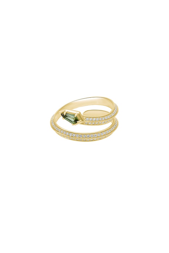 view 1 of 3 BAGUE SHIELD in 14k Yellow Gold & Green Tourmaline