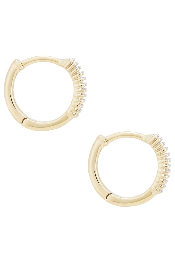 view 2 of 3 Up and Down Baguette Diamond Huggie Earrings in Gold & Diamond