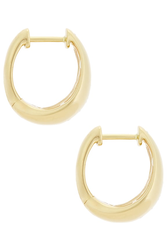 view 2 of 3 Pave Pistachio Huggie Earrings in 10k Yellow Gold & White Diamond