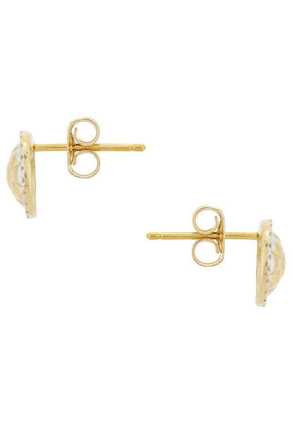 view 2 of 2 Puff Puff Pave Button Stud Earrings in 14k Yellow Gold & White Diamond