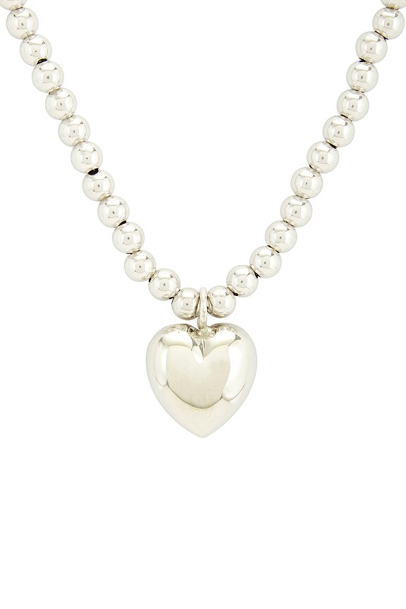 view 2 of 3 Big Hearted Puffed Necklace in Sterling Silver