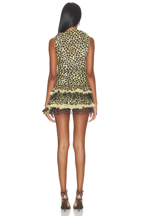 Floriana Velvet Mini Dress with Ruffled Hem