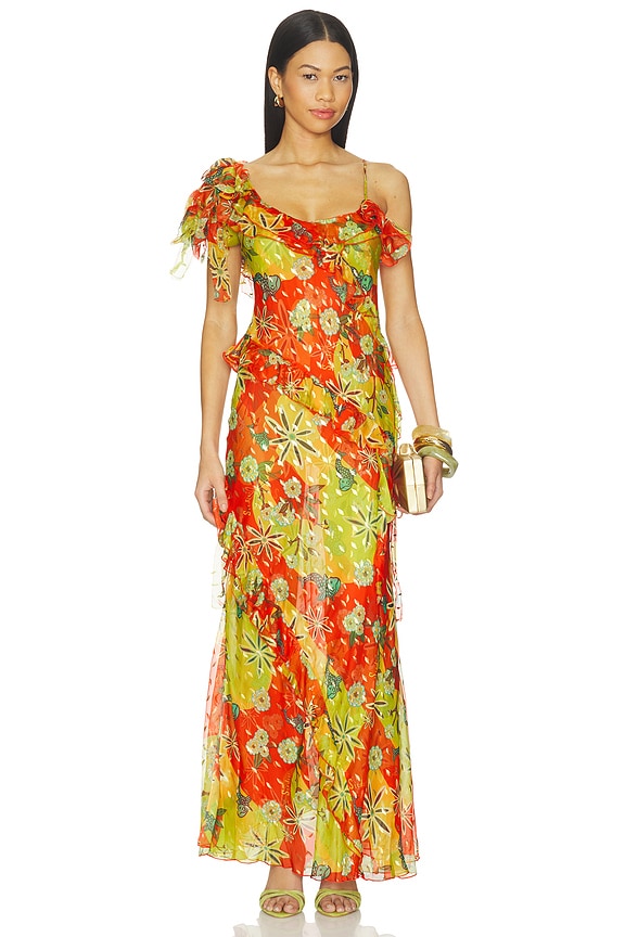 view 2 of 6 Monica Dress in Red & Green