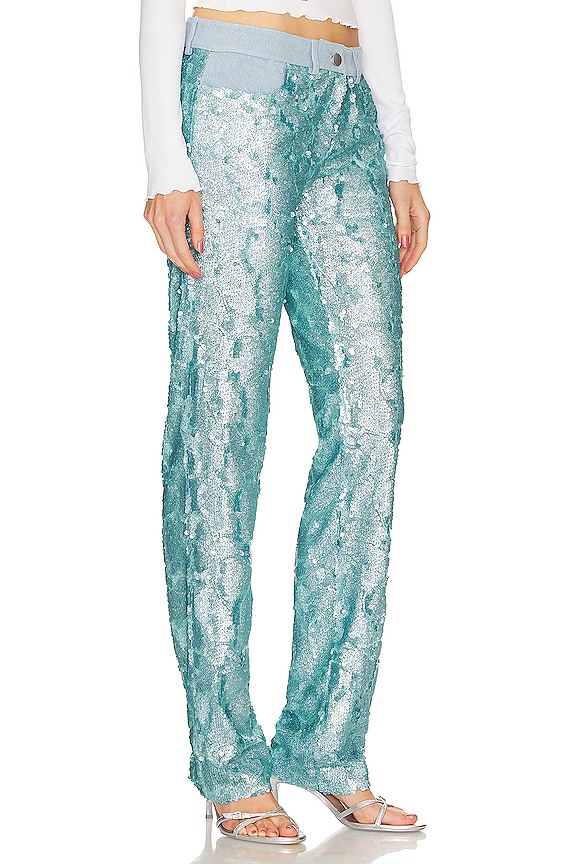 view 2 of 5 PANTALONES CON LENTEJUELAS DE TALLE BAJO SUN in Blue