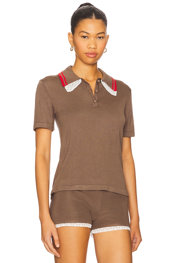 view 2 of 4 Yuan Polo Top in Milky Brown
