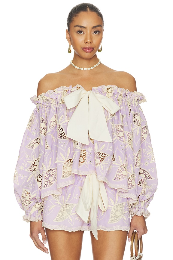 view 1 of 4 Lune Top in Lilac & Ecru