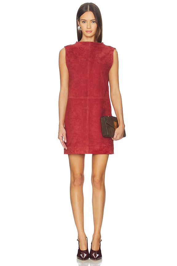view 2 of 7 Mona Suede Dress in Dark Cherry