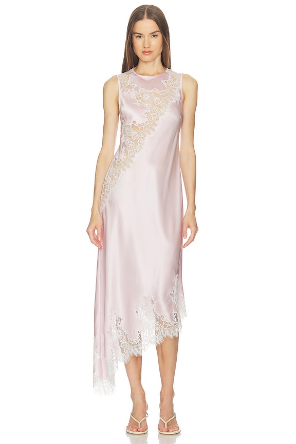 view 1 of 7 Ellis Silk Midi Dress in Blush & White