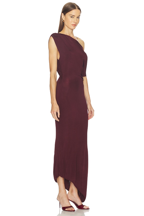 view 2 of 6 Mehek Asymmetric Knit Dress in Oxblood
