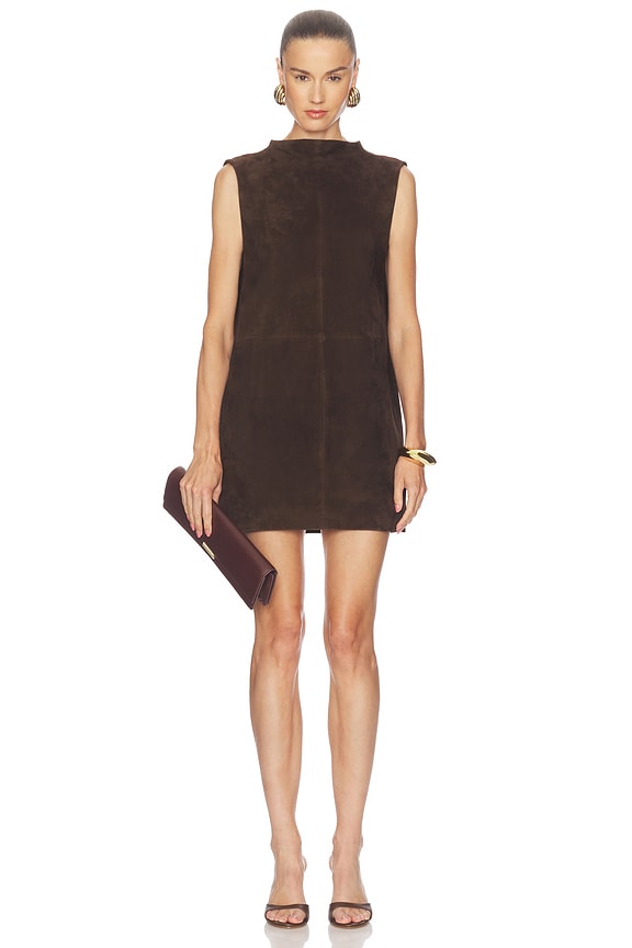 view 2 of 7 Mona Suede Dress in Chocolate