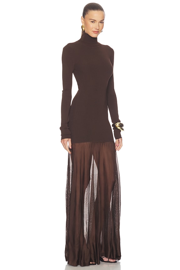 view 2 of 5 Imogen Long Sleeve Gown in Dark Brown