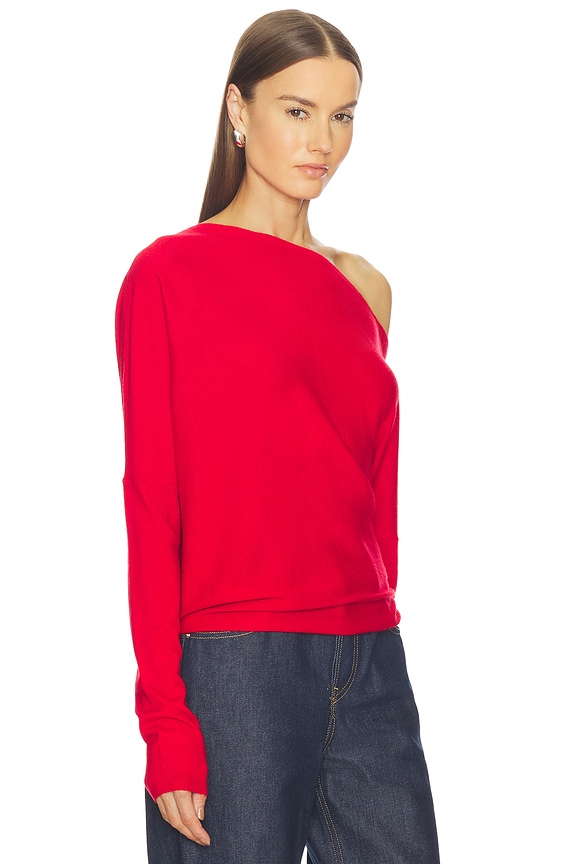 view 2 of 5 Yolaine Cashmere Off-shoulder Sweater in Red