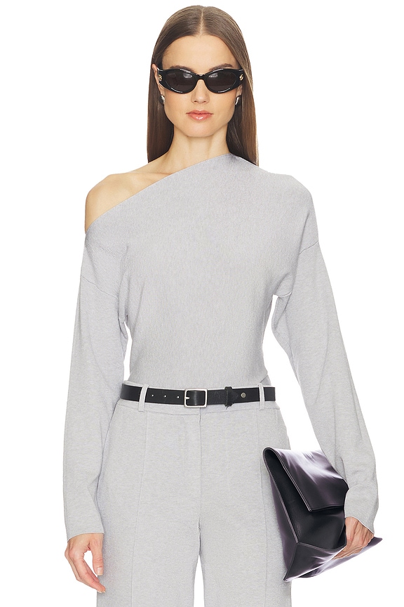 view 1 of 7 Lesly Off Shoulder Knit Top in Light Grey