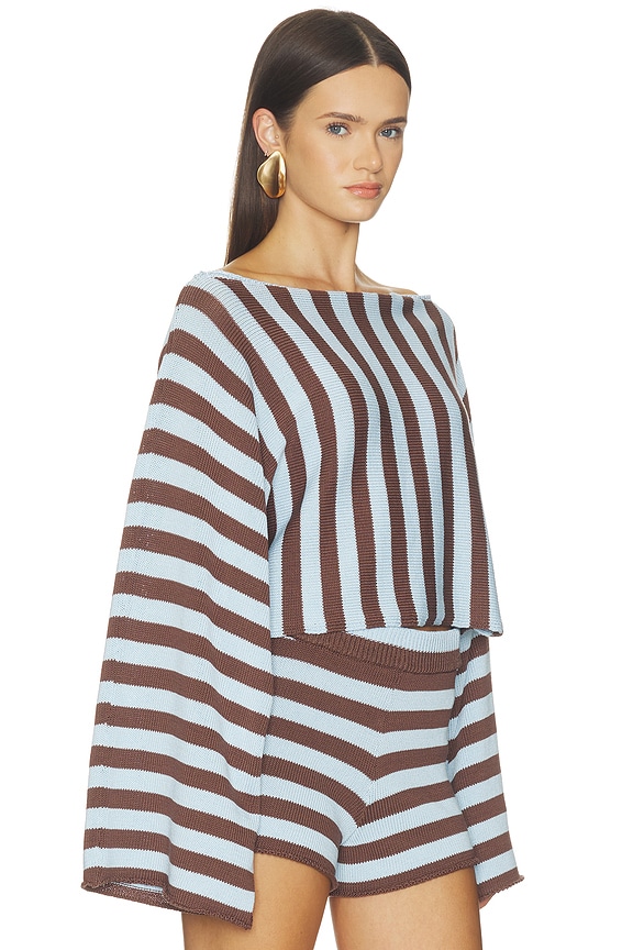 view 2 of 6 Izabelle Striped Sweater in Blue & Brown Stripe