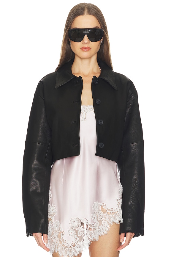 view 1 of 7 Alina Leather Jacket in Black