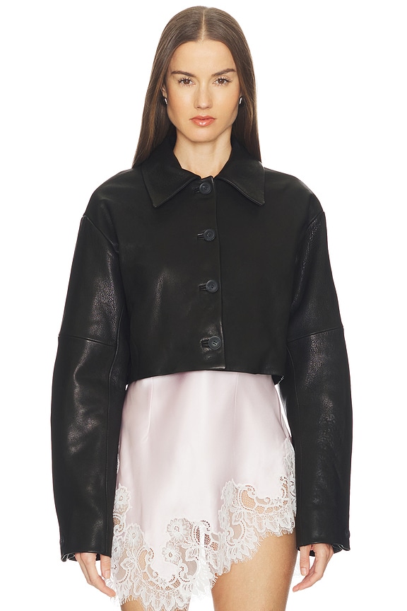 view 2 of 7 Alina Leather Jacket in Black