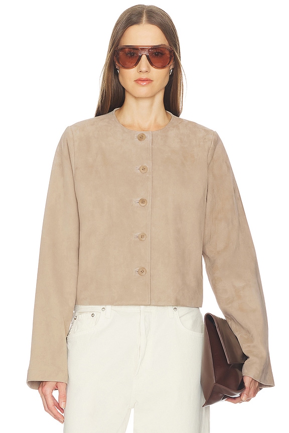 view 1 of 6 Jemma Suede Jacket in Desert Sand