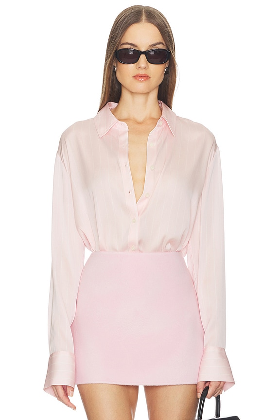 view 1 of 6 CAMISA ODETTE in Blush & White Stripe