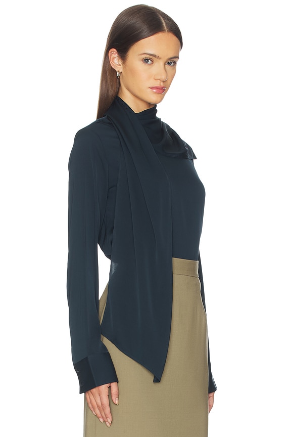 view 2 of 7 Celeste Silk Top in Navy Blue