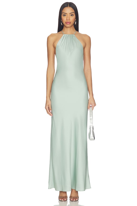 view 1 of 3 VESTIDO DE SATÉN FAYE in Sage