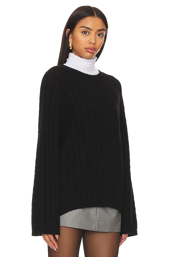 view 2 of 4 Crewneck Cable Sweater in Black