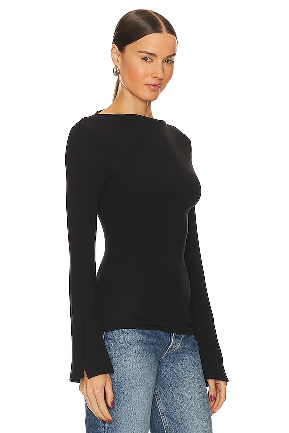 view 2 of 4 TOP MANGA LARGA AMELIA in Black