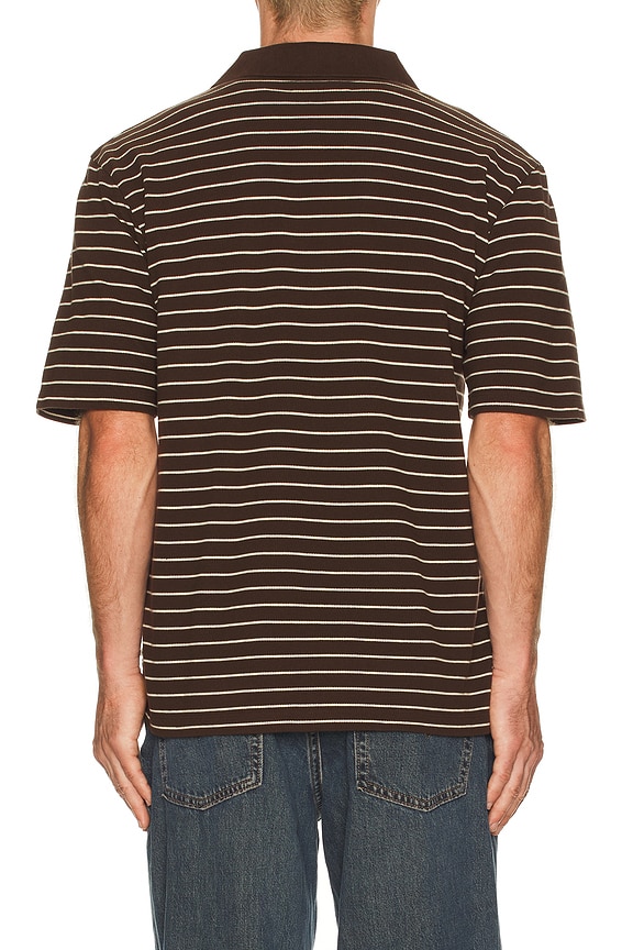 view 2 of 5 SAMAC Vネックポロ in Coffee Brown Stripe