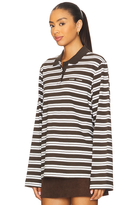 view 2 of 5 Sadover Longsleeve Polo Top in Turkish Coffee St