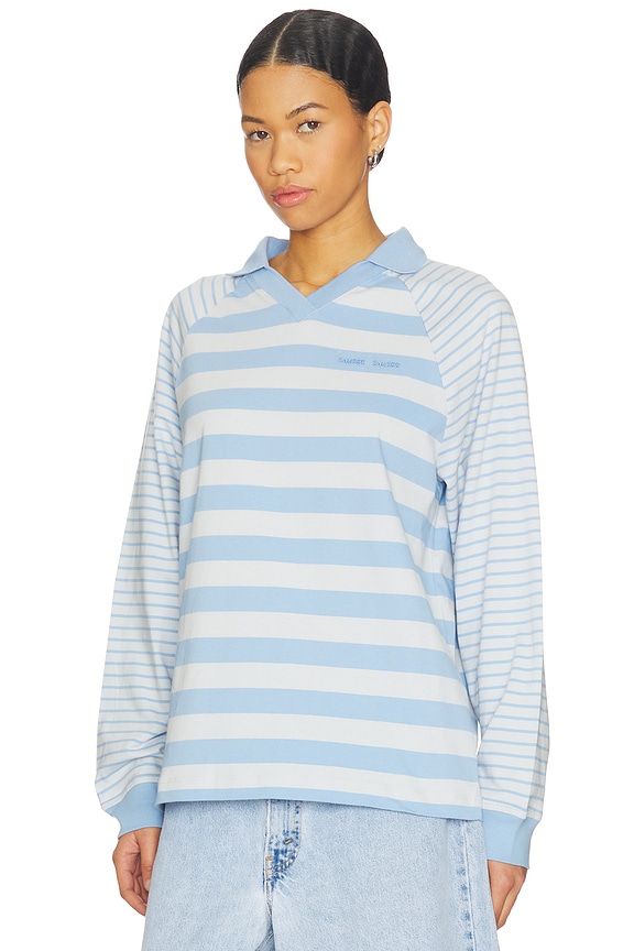 view 2 of 5 Saella Long Sleeve Polo in Bel Air Stripe