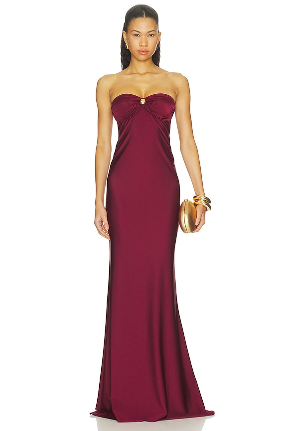 view 2 of 4 VESTIDO MAXI CON PAÑUELO BELLA  in Red Wine
