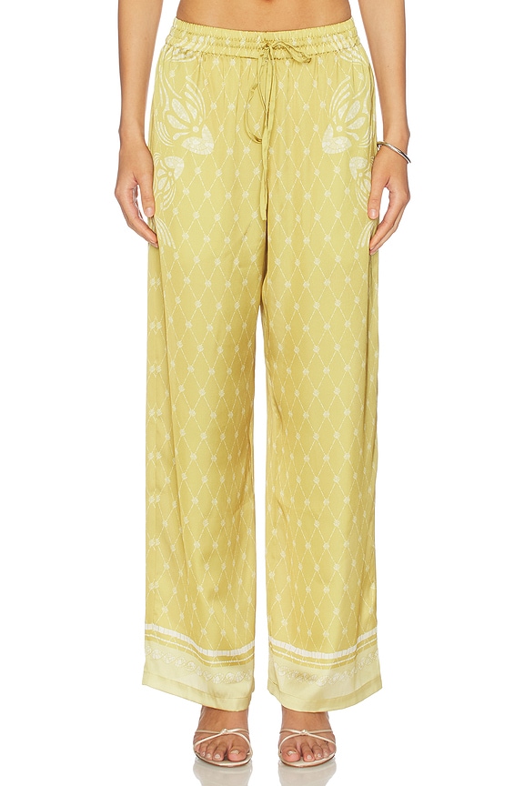 view 1 of 6 PANTALON LARGE MACEY in Mustard Mosaic Print