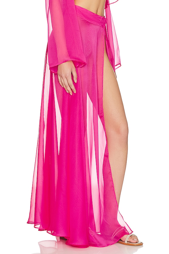 view 2 of 4 JUPE MAXI AVEC FENTE ALAIA in Pink