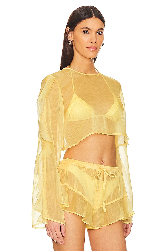 view 2 of 4 CHEMISE CROPPED THOMA in Yellow Macaron