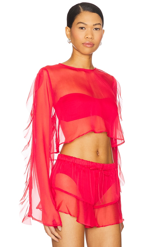 view 2 of 4 Thoma Cropped Shirt in Raspberry