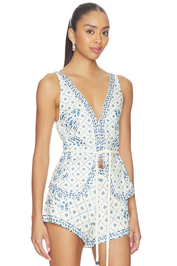 view 2 of 4 Rue Top in Blue Mosaic Print