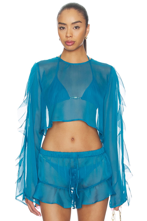 view 1 of 4 BLOUSE CROPPED THOMA in Blue Teal