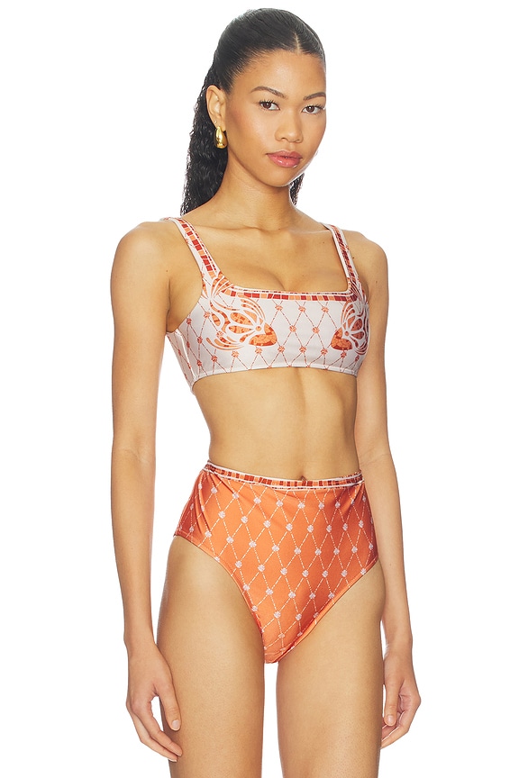 view 2 of 4 Lilia Bikini Top in Orange Mosaic Print