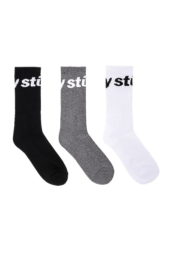 view 2 of 2 Jacquard Logo Socks in Black & Grey & White