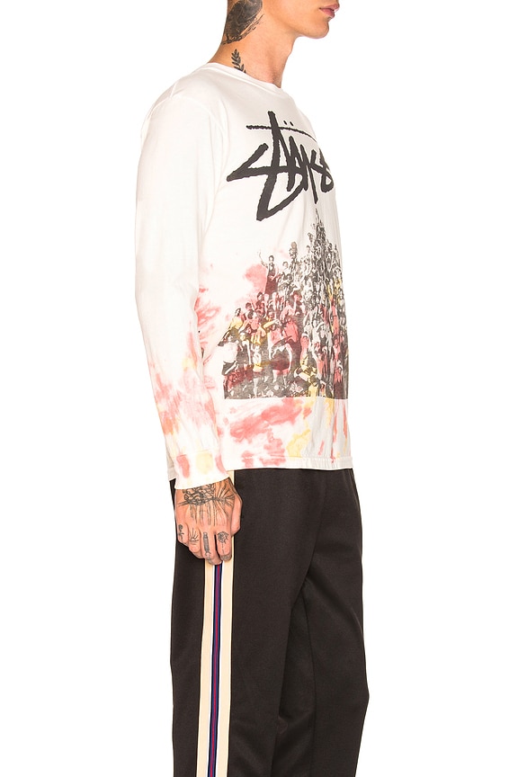 view 2 of 4 Beach Mob Long Sleeve Tee in White & Peach