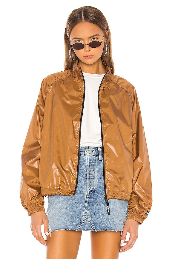 view 2 of 5 Langley Shiny Zip Jacket in Tan
