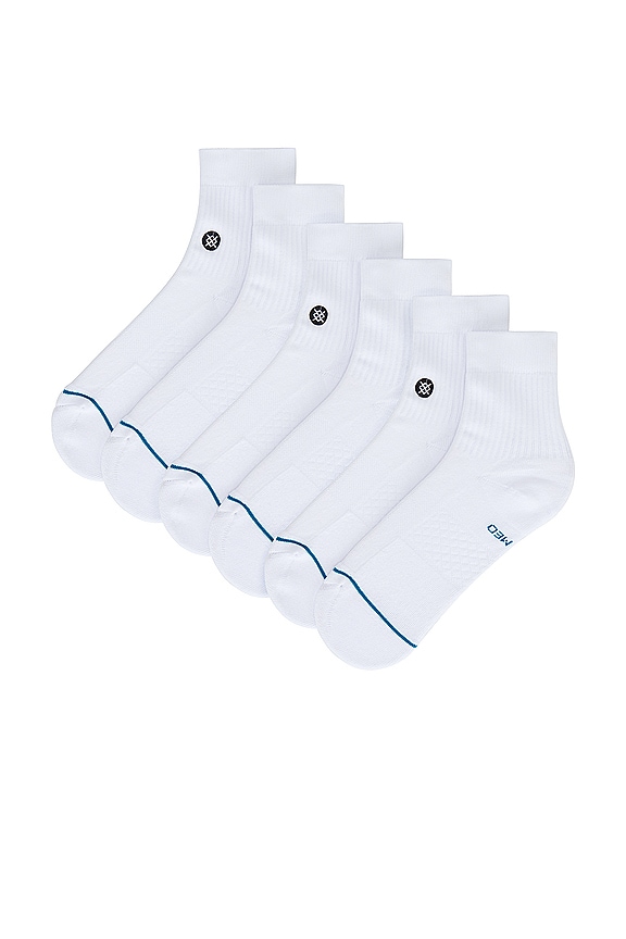 view 2 of 4 Icon Quarter 3 Pack Socks in White