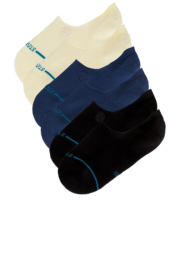 view 2 of 4 Icon No Show 3 Pack Socks in Dark Royal, Black, & Canvas