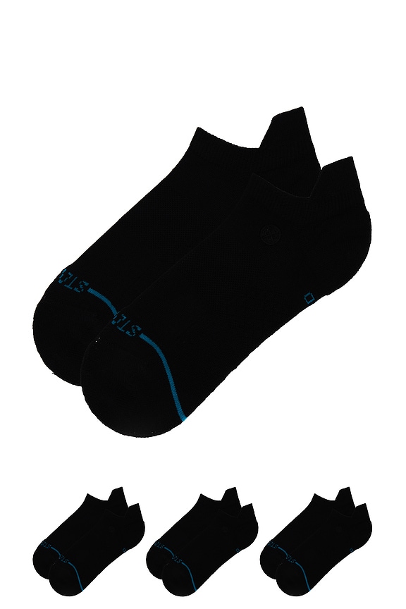 view 2 of 4 Icon Low Tab 3 Pack Socks in Black
